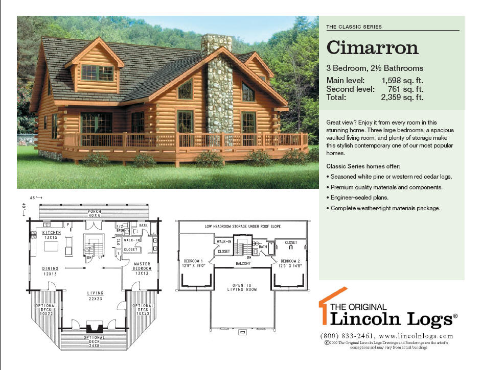 Log Home Floorplan Cimarron The Original Lincoln Logs