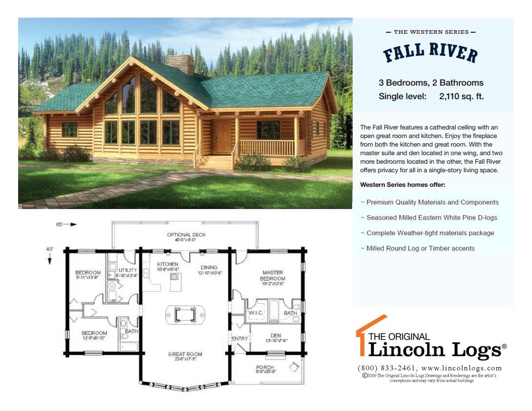 Log Home Floorplan Fall River The Original Lincoln Logs