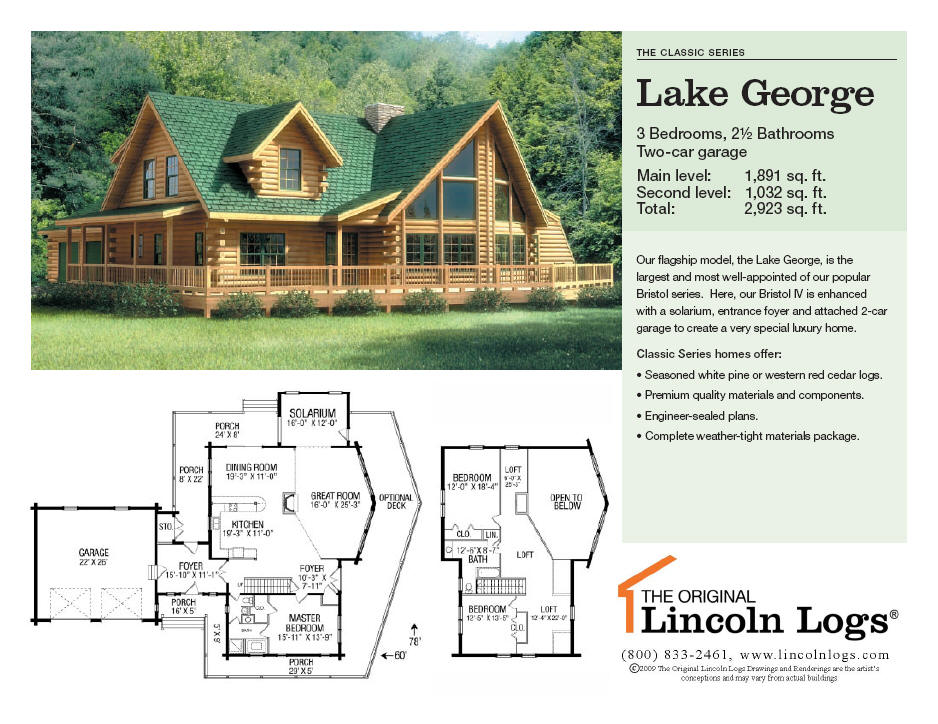 Log Home Floorplan Lake The Original Lincoln Logs