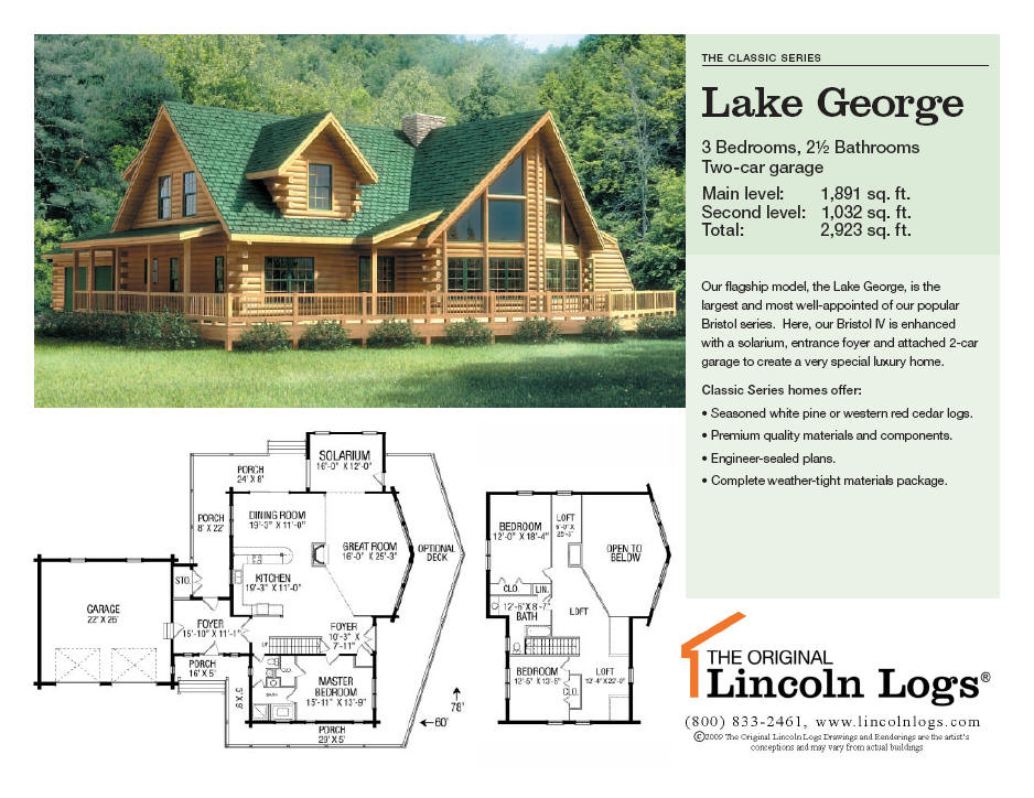 Log Home Floorplan Lake George The Original Lincoln Logs